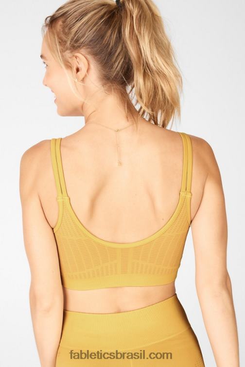 Fabletics pasta escura/dourada 420HR1664 sutiã esportivo sem costura ivana mulheres