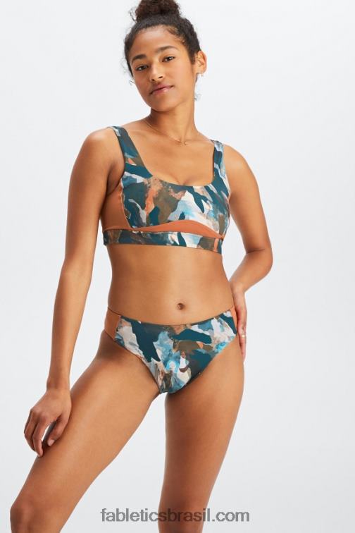 Fabletics pincel camuflagem/sequóia 420HR1606 sutiã de natação costas mulheres