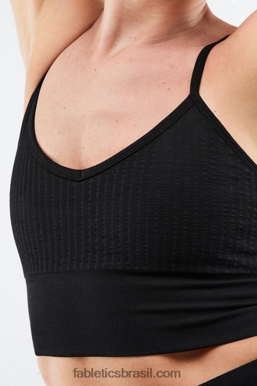 Fabletics preto 420HR1501 sutiã midi sem costura shauna mulheres