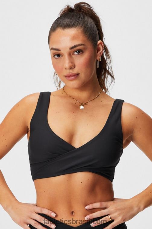Fabletics preto 420HR1513 sutiã esportivo crossover de baixo impacto mulheres