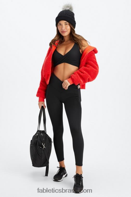 Fabletics preto 420HR1513 sutiã esportivo crossover de baixo impacto mulheres
