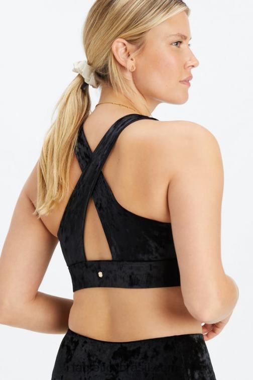 Fabletics preto 420HR1527 sutiã esportivo torcido de veludo oasis mulheres