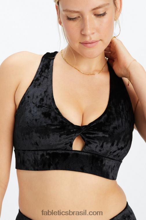 Fabletics preto 420HR1527 sutiã esportivo torcido de veludo oasis mulheres