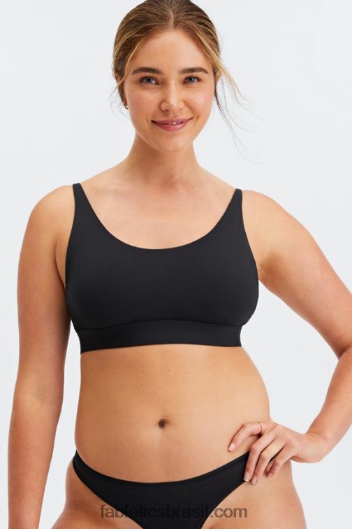 Fabletics preto 420HR1576 bralette decote canoa de toque fino mulheres