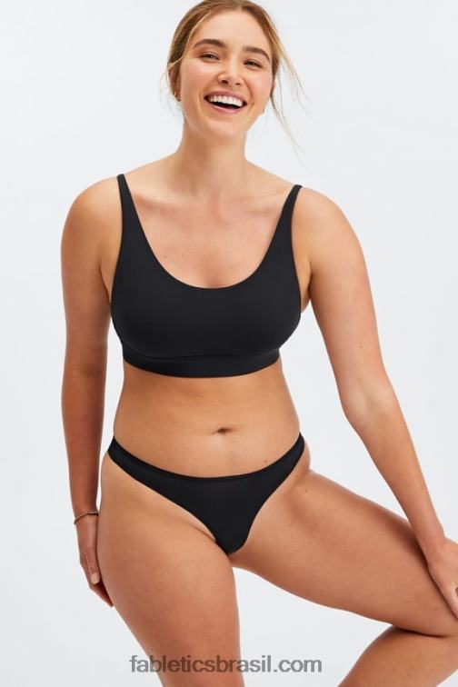 Fabletics preto 420HR1576 bralette decote canoa de toque fino mulheres