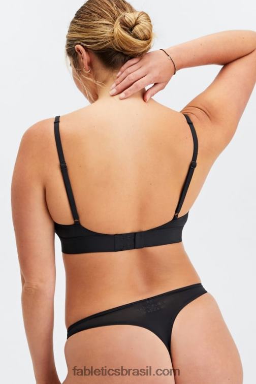 Fabletics preto 420HR1576 bralette decote canoa de toque fino mulheres