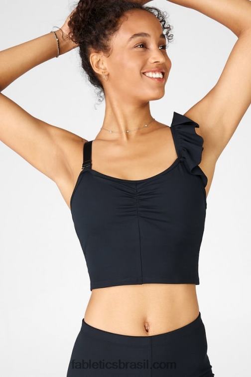 Fabletics preto 420HR1693 blusa de babados mellie mulheres