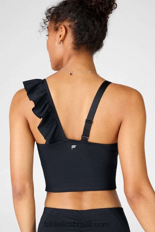 Fabletics preto 420HR1693 blusa de babados mellie mulheres