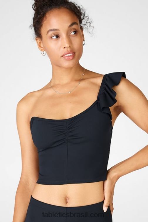 Fabletics preto 420HR1693 blusa de babados mellie mulheres