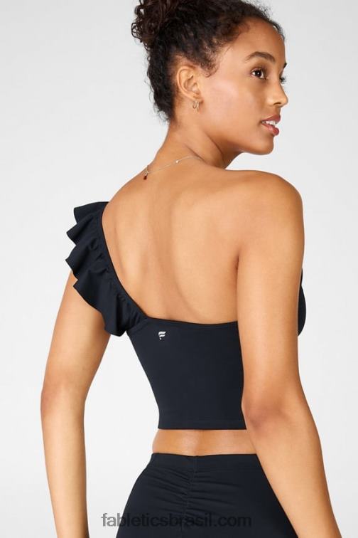 Fabletics preto 420HR1693 blusa de babados mellie mulheres