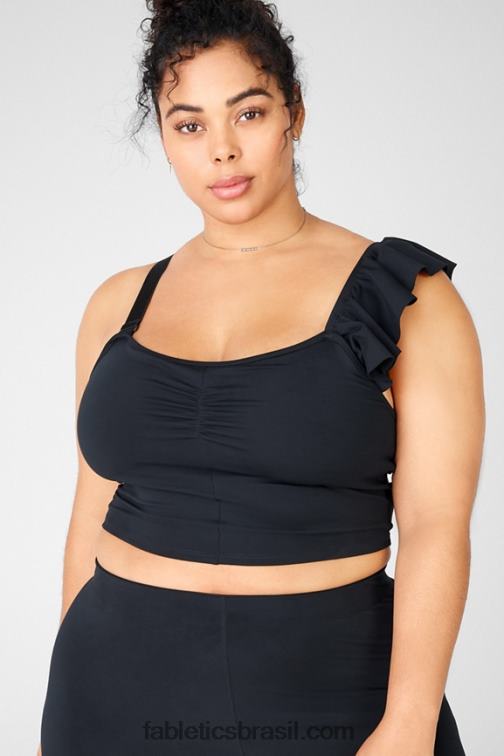 Fabletics preto 420HR1694 blusa de babados mellie mulheres