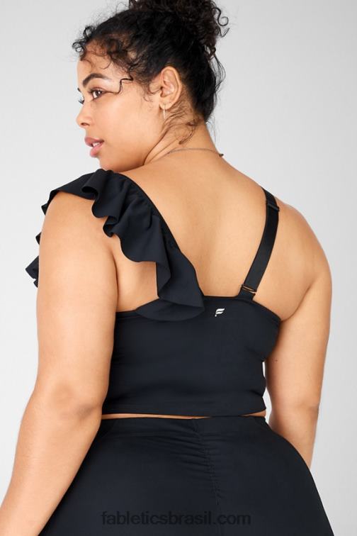 Fabletics preto 420HR1694 blusa de babados mellie mulheres