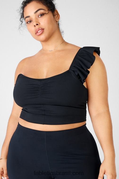 Fabletics preto 420HR1694 blusa de babados mellie mulheres