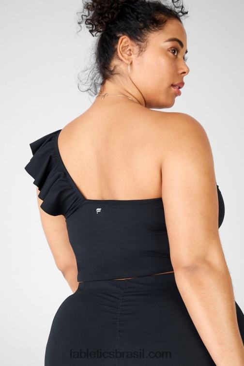 Fabletics preto 420HR1694 blusa de babados mellie mulheres