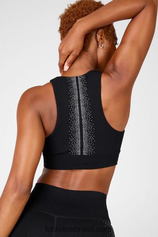 Fabletics preto/prata reflexivo 420HR1686 sutiã de malha reflexiva Oaklyn mulheres