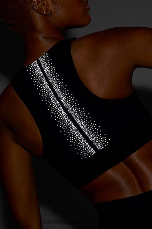 Fabletics preto/prata reflexivo 420HR1686 sutiã de malha reflexiva Oaklyn mulheres