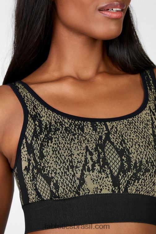Fabletics réptil verde/preto 420HR1669 sutiã sem costura kamila mulheres