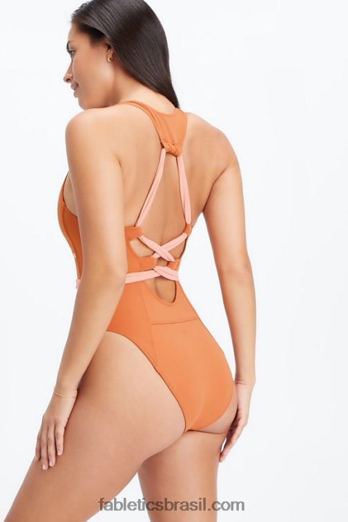 Fabletics sequóia/tom rosa 420HR1611 maiô com costas nadador mulheres