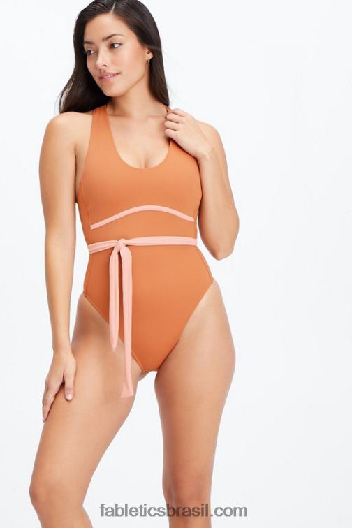 Fabletics sequóia/tom rosa 420HR1611 maiô com costas nadador mulheres
