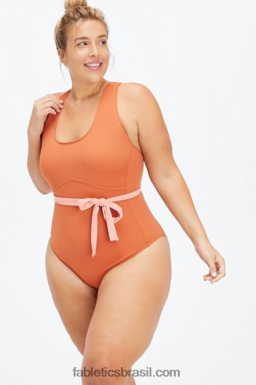 Fabletics sequóia/tom rosa 420HR1612 maiô com costas nadador mulheres