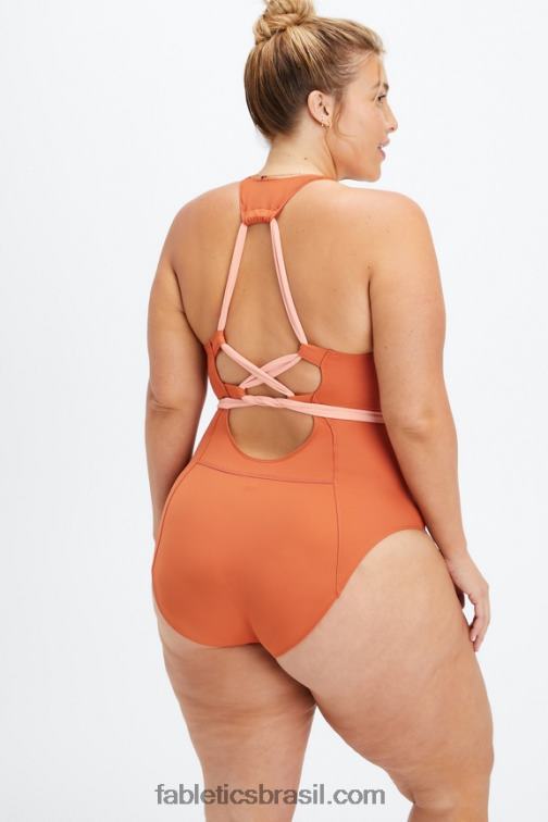 Fabletics sequóia/tom rosa 420HR1612 maiô com costas nadador mulheres