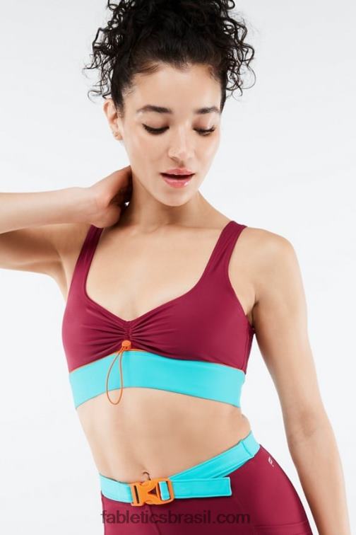 Fabletics tijolo/multi 420HR1651 fiona sutiã esportivo de baixo impacto mulheres