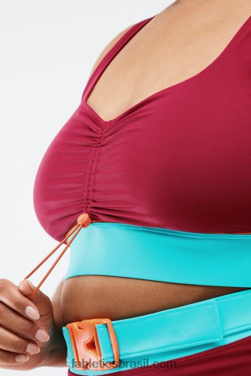 Fabletics tijolo/multi 420HR1652 fiona sutiã esportivo de baixo impacto mulheres