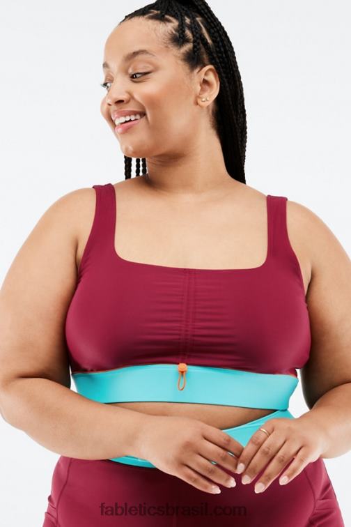 Fabletics tijolo/multi 420HR1652 fiona sutiã esportivo de baixo impacto mulheres