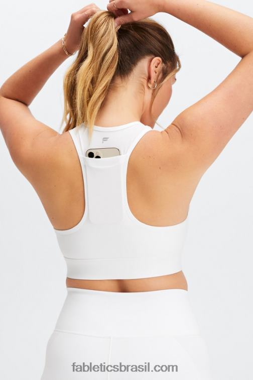 Fabletics Branco brilhante 420HR1754 sutiã esportivo de médio impacto em movimento 115 mulheres