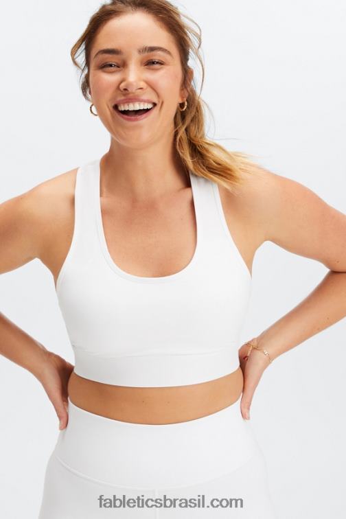 Fabletics Branco brilhante 420HR1754 sutiã esportivo de médio impacto em movimento 115 mulheres