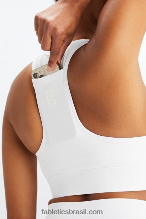 Fabletics Branco brilhante 420HR1756 sutiã esportivo on-the-go de tênis universal mulheres