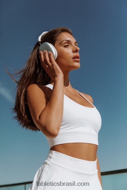 Fabletics Branco brilhante 420HR1756 sutiã esportivo on-the-go de tênis universal mulheres
