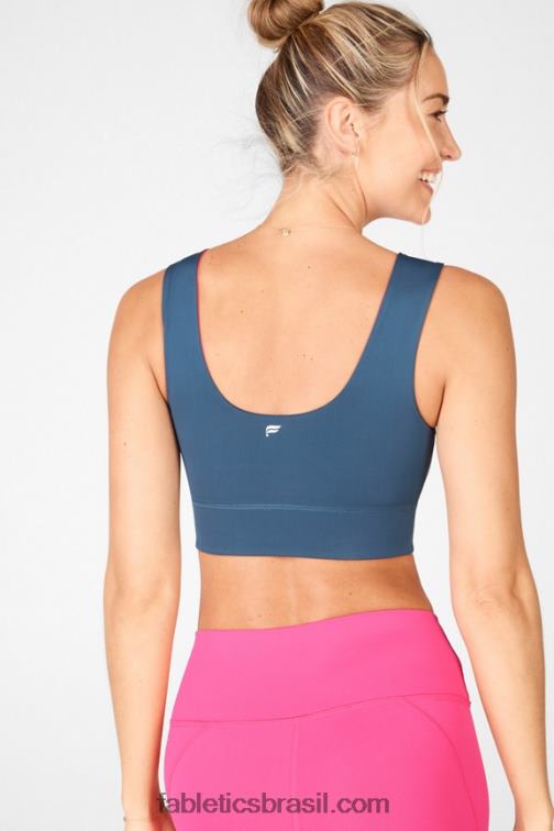 Fabletics azul nova/rosa de pelúcia 420HR1871 sutiã esportivo reversível de impacto médio harlow mulheres