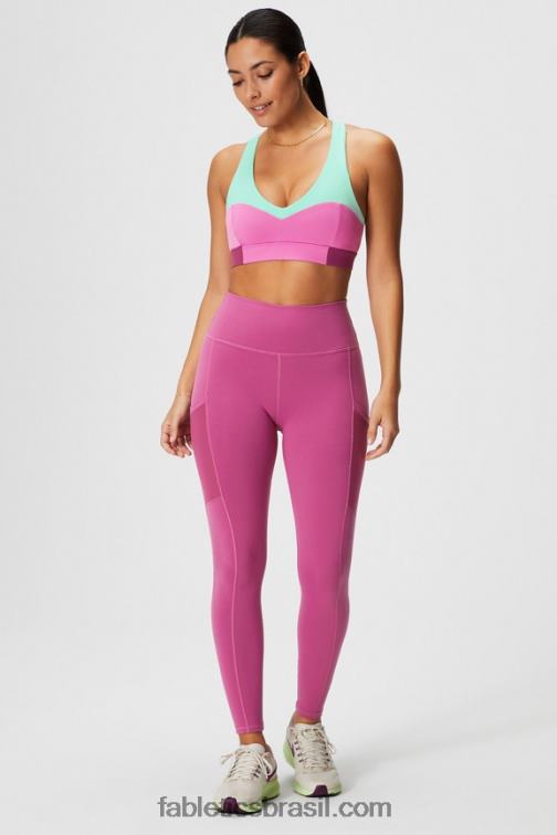 Fabletics baía enevoada/pink pop/bochechas rosadas 420HR1824 sutiã esportivo midi impacto médio para viagem 127 mulheres