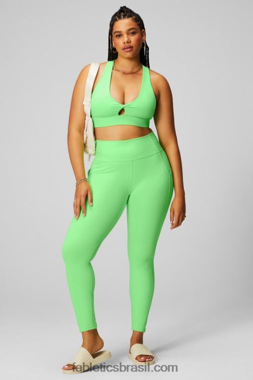 Fabletics brilho menta néon 420HR1697 sutiã esportivo oasis twist 104 mulheres