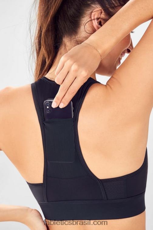Fabletics brilho preto 420HR1763 sutiã esportivo de médio impacto em movimento 116 mulheres