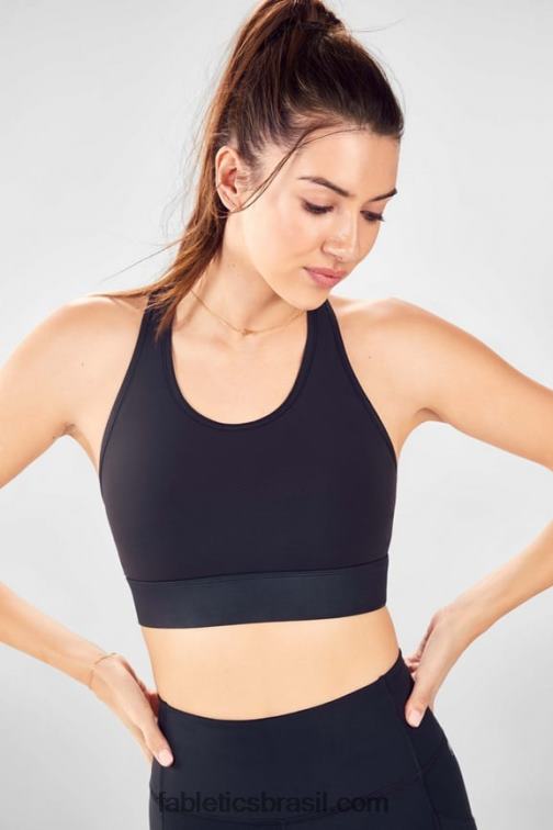 Fabletics brilho preto 420HR1763 sutiã esportivo de médio impacto em movimento 116 mulheres