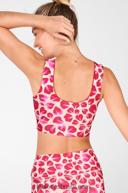 Fabletics caqui / pétalas de rosa 420HR1873 sutiã esportivo reversível de impacto médio harlow mulheres