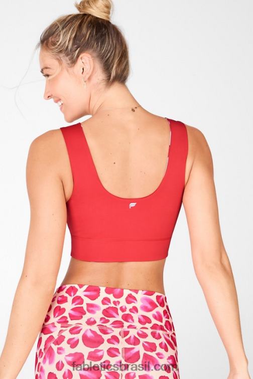 Fabletics caqui / pétalas de rosa 420HR1873 sutiã esportivo reversível de impacto médio harlow mulheres