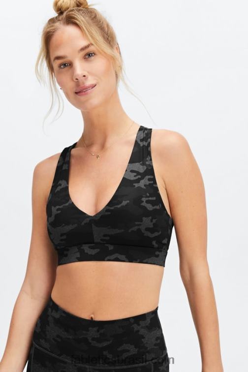 Fabletics carvão camuflado 420HR1829 sutiã esportivo midi impacto médio para viagem 128 mulheres