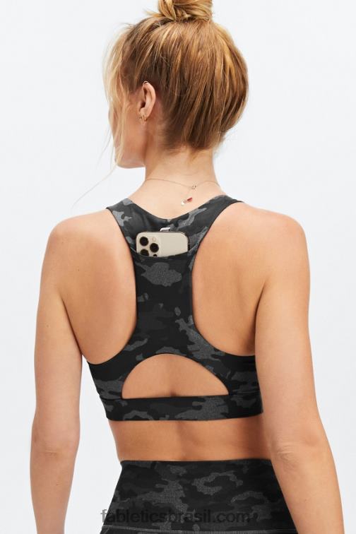 Fabletics carvão camuflado 420HR1829 sutiã esportivo midi impacto médio para viagem 128 mulheres