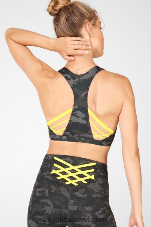 Fabletics carvão camuflado/folha 420HR1813 boost sutiã esportivo de médio impacto 126 mulheres
