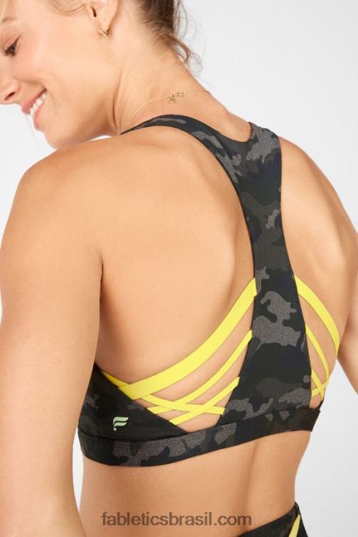 Fabletics carvão camuflado/folha 420HR1813 boost sutiã esportivo de médio impacto 126 mulheres