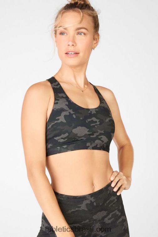 Fabletics carvão camuflado/folha 420HR1813 boost sutiã esportivo de médio impacto 126 mulheres