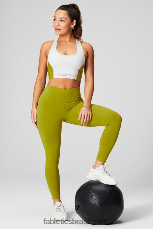 Fabletics cinza menta/oliva 420HR1739 sutiã esportivo de médio impacto em movimento 112 mulheres
