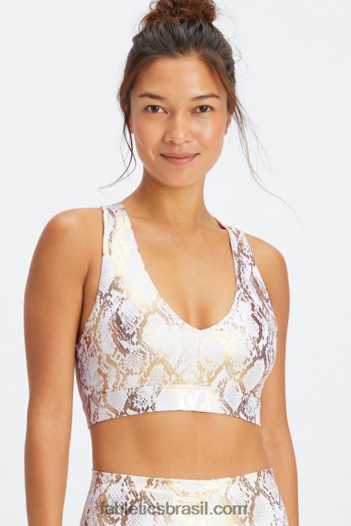 Fabletics cobra de folha de cobre 420HR1827 sutiã esportivo midi impacto médio para viagem 128 mulheres