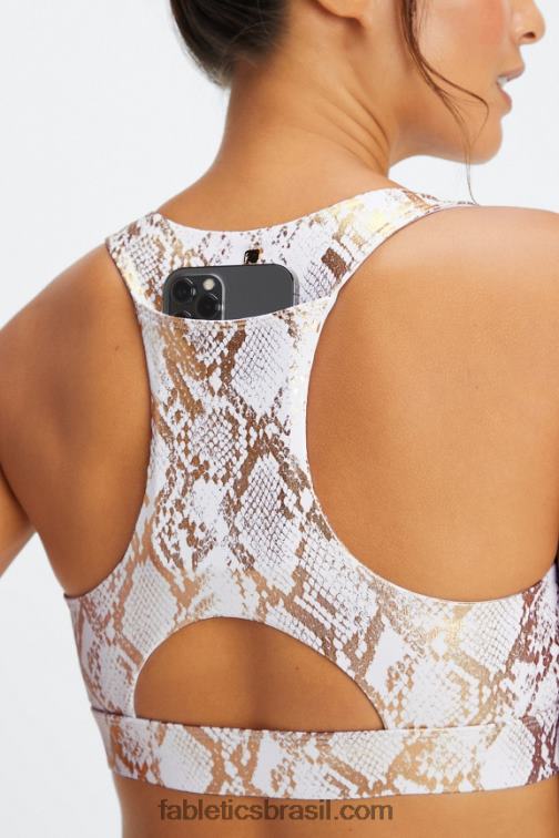 Fabletics cobra de folha de cobre 420HR1827 sutiã esportivo midi impacto médio para viagem 128 mulheres