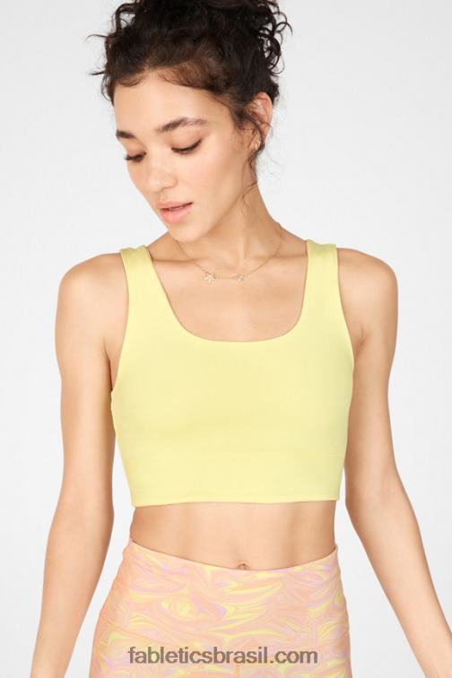 Fabletics creme de mármore/limão 420HR1874 sutiã esportivo reversível de impacto médio harlow mulheres