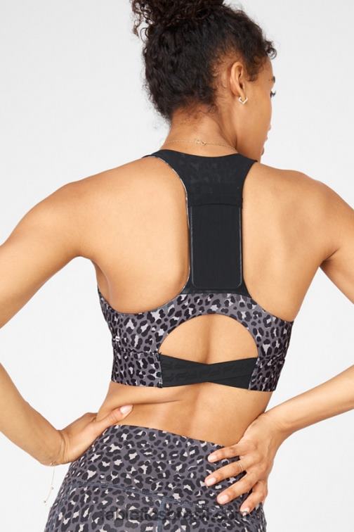 Fabletics discrição/brilho preto 420HR1839 sutiã esportivo midi impacto médio para viagem 130 mulheres