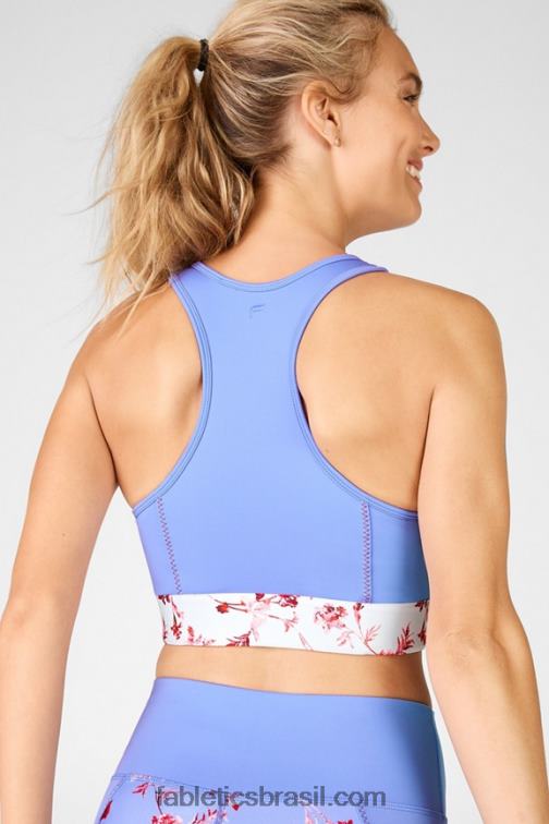 Fabletics flor azul/branca cristalina 420HR1935 sutiã esportivo midi claire midi impact mulheres
